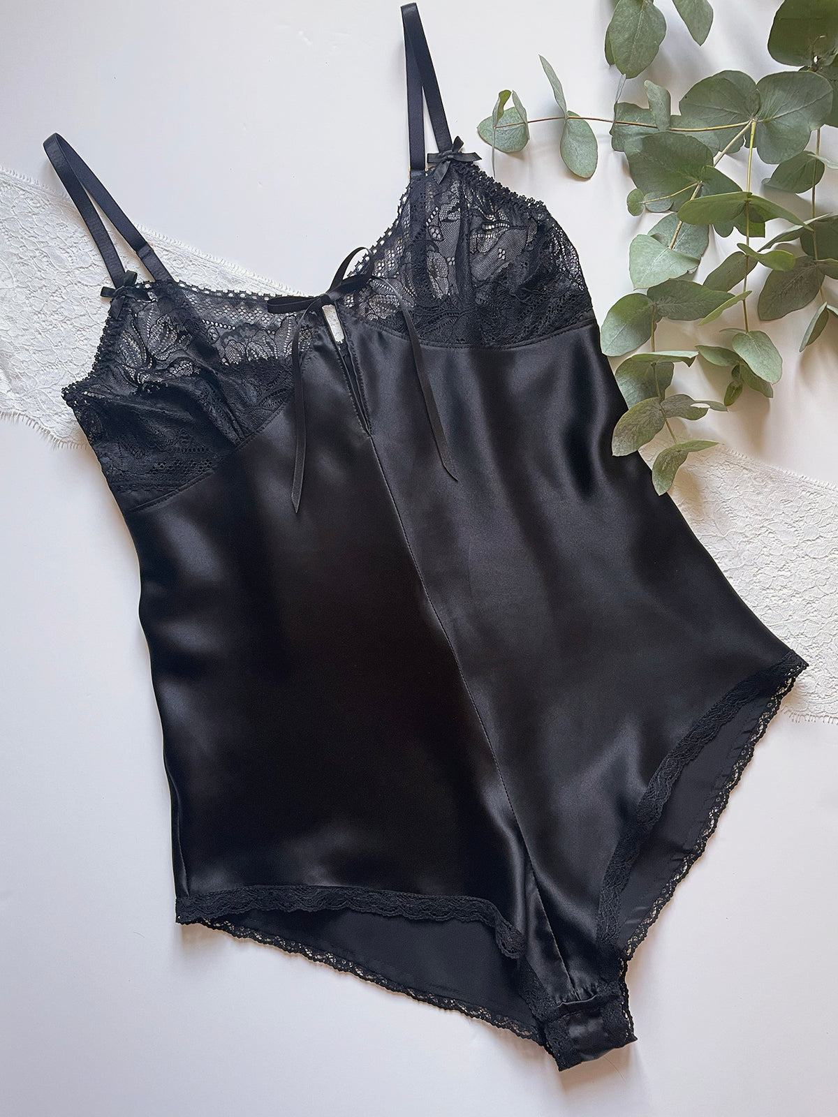 Clara Black Silk And Lace Teddy Ayten Gasson 7138