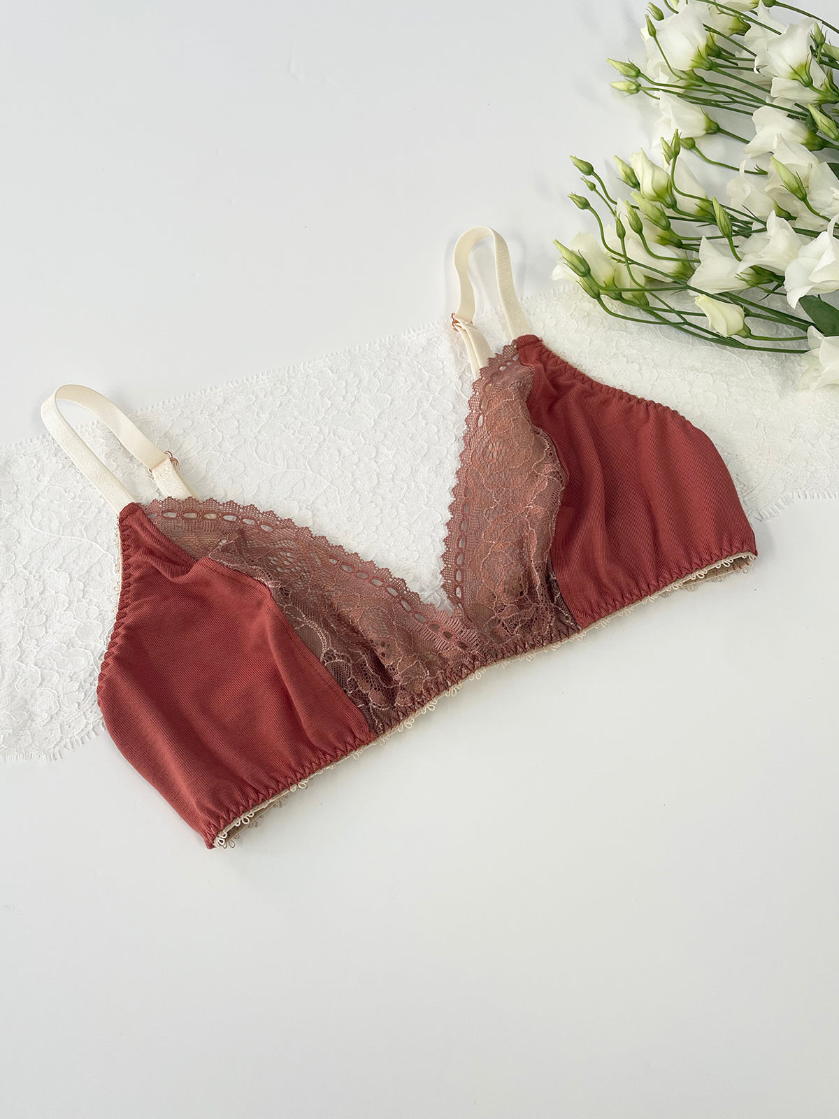 Alice Terracotta Organic Bamboo Jersey & Lace Bralette