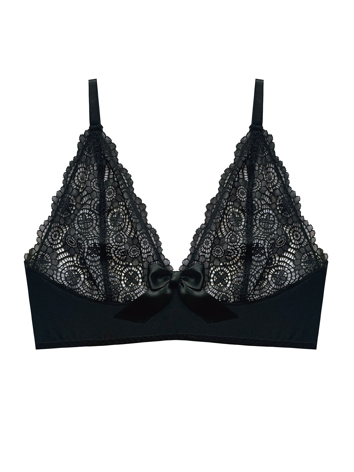 Longline bralette in organic bamboo fabric with supportive lace cups