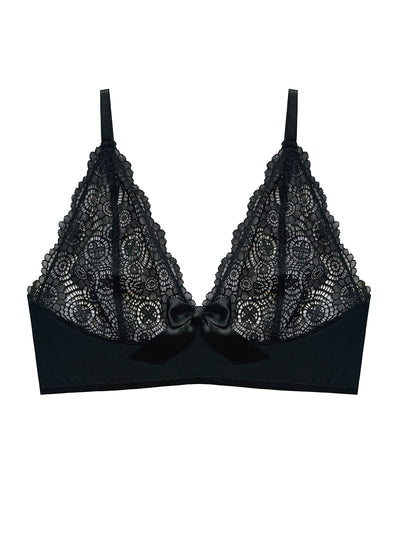 Longline bralette in organic bamboo fabric with supportive lace cups