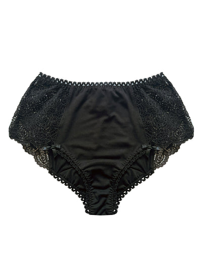 Eco-friendly high-waisted knicker with Oeko-Tex certified lace detailing