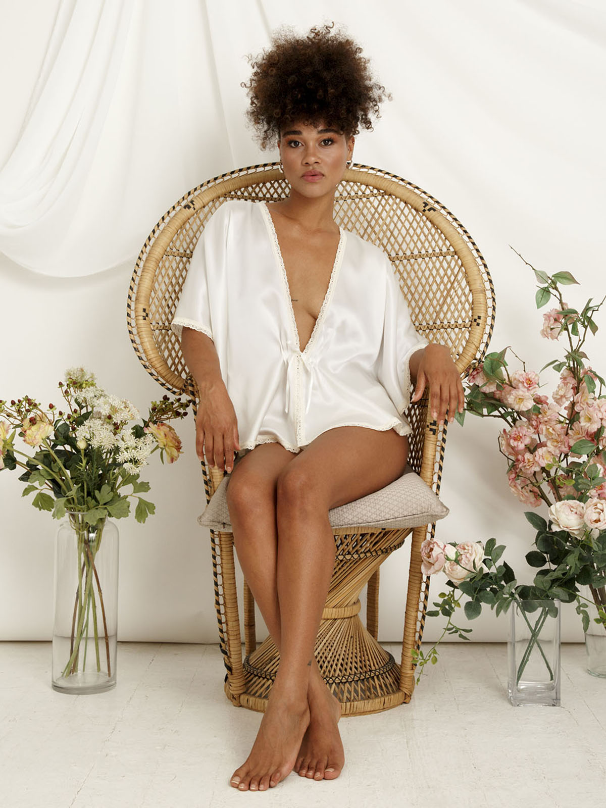 Betsy Ivory Silk Bed Jacket