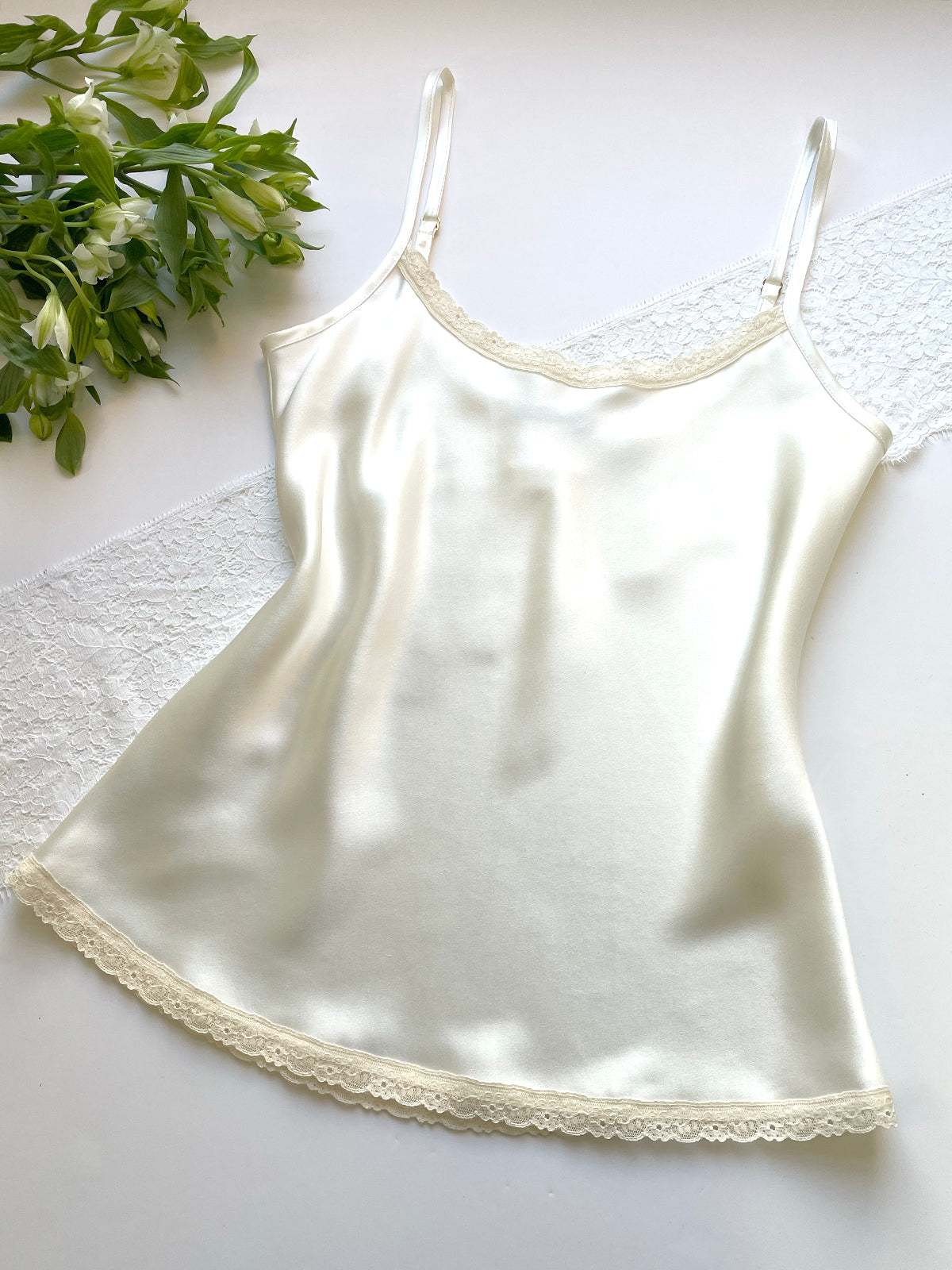 Betsy Ivory Silk & Lace Camisole