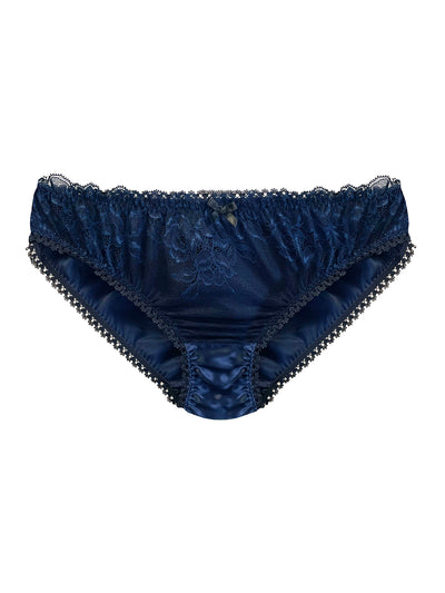 Camilla Navy Silk & Lace Knicker