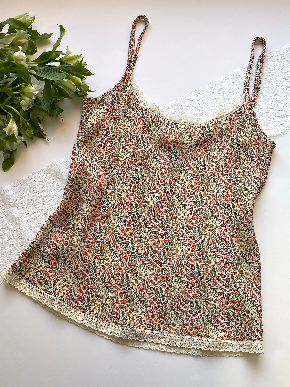 Liberty Floral Cream Silk Camisole