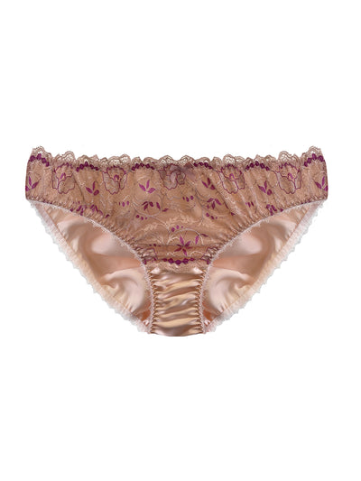 Peach lace and silk knicker made from eco-friendly, Oeko-Tex certified materials