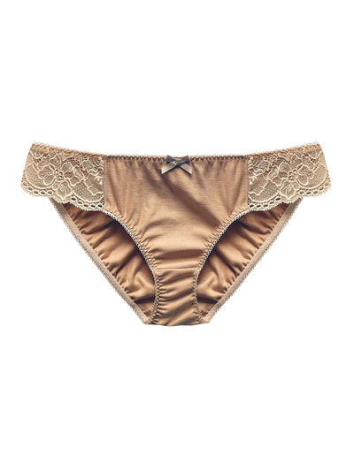 Lydia Beige Recycled Cotton Jersey & Lace Knicker