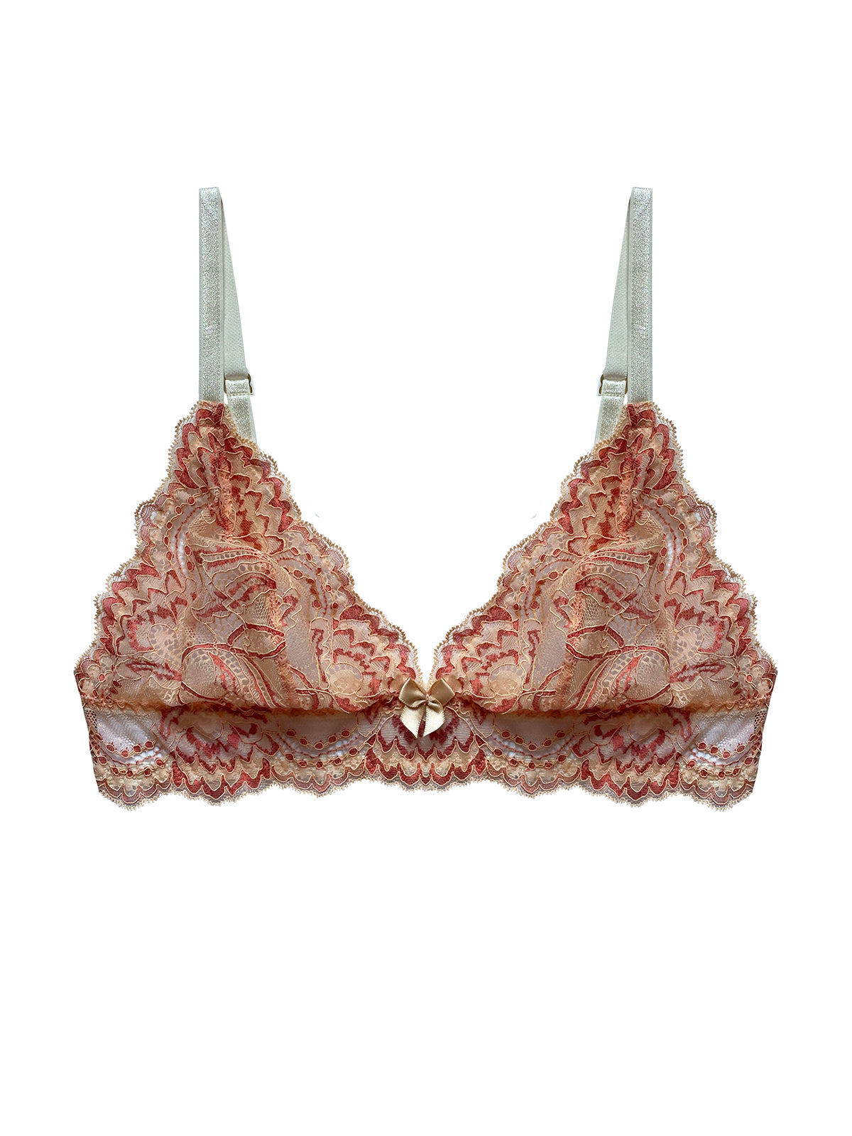 Oeko-Tex certified non-wired bra with plunging neckline and gold ring details