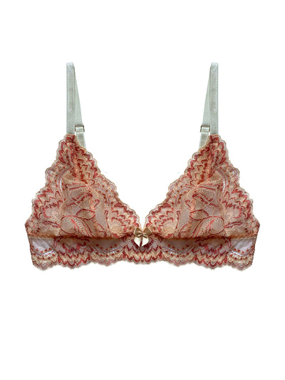 Oeko-Tex certified non-wired bra with plunging neckline and gold ring details