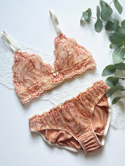 Penny Coral Eco Lace Bralette and Knicker Set