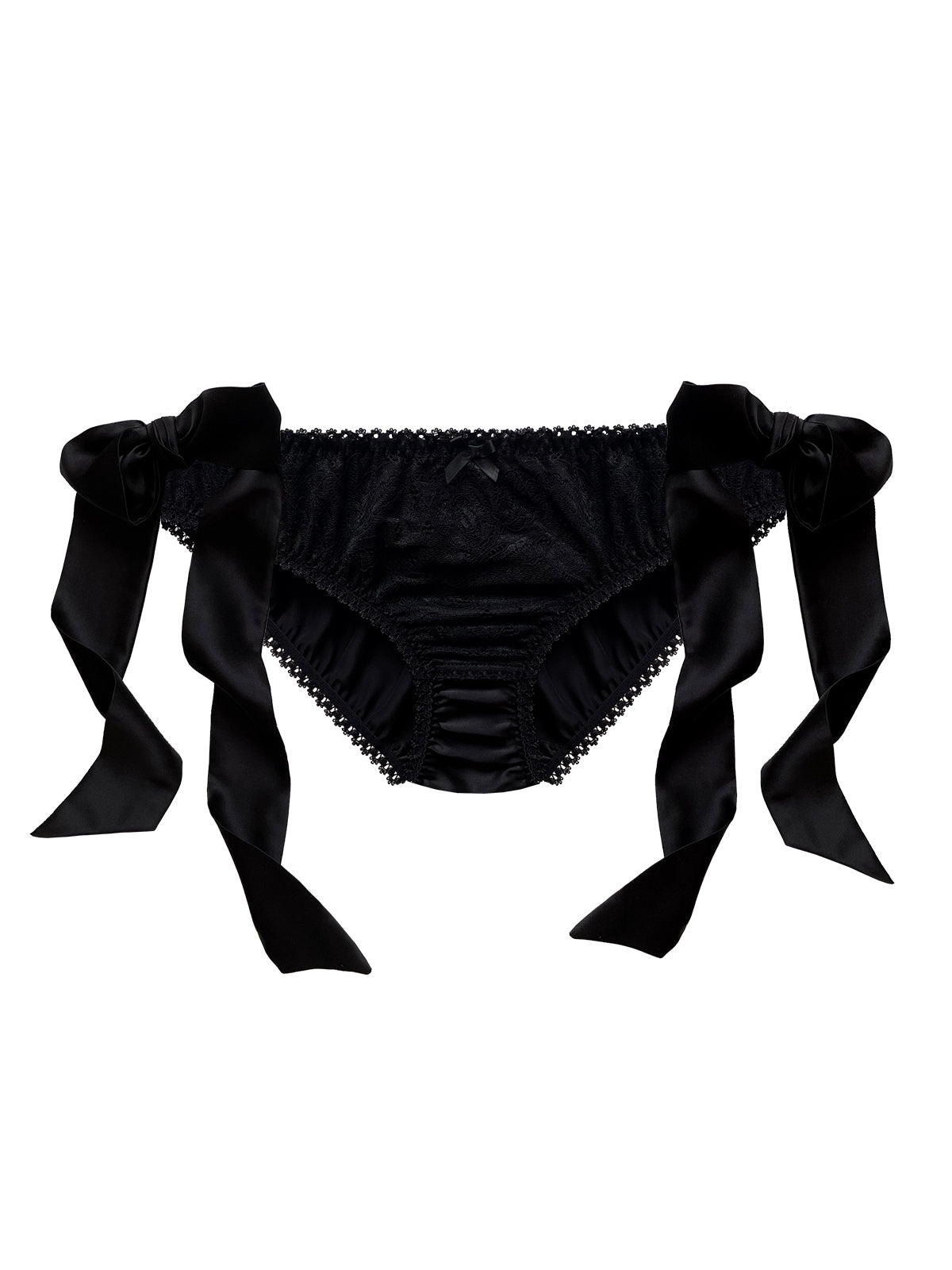 Playful organic silk knicker with Oeko-tex stretch lace and side ties