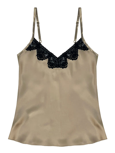 Zoe Bronze Silk & Lace Camisole