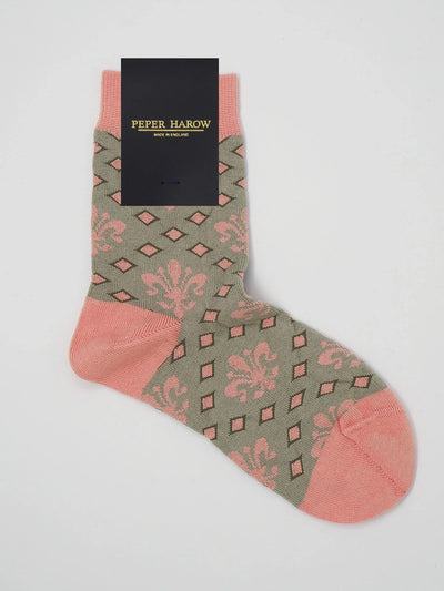 Peper Harow Fleur De Lis Grey Socks