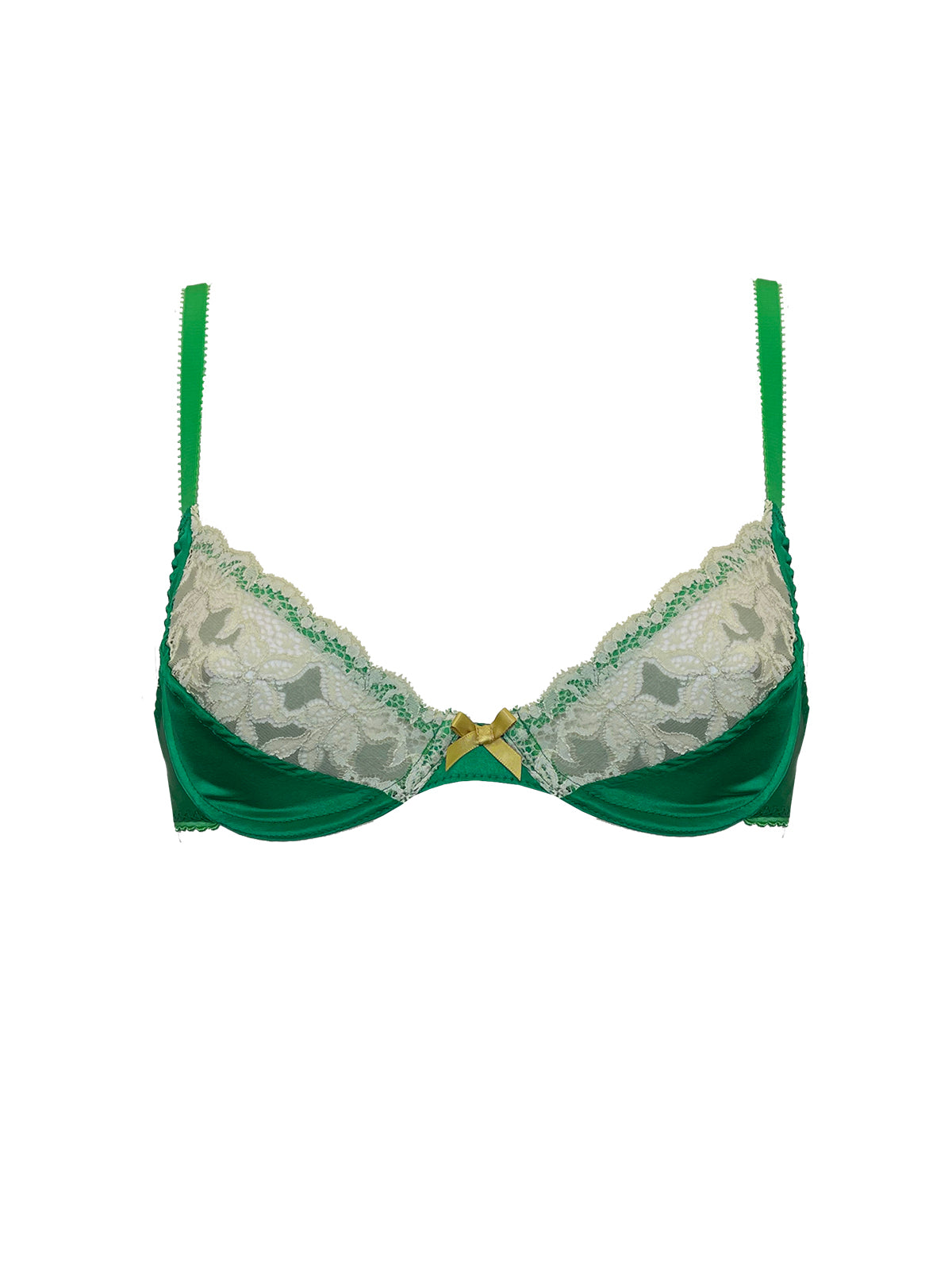 Emerald Green Balconette Bra - Sheer Lace Cups with Velvet Details –  DareLingerie